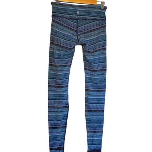 LULULEMON ATHLETICA Wunder Under Tight Space Dye Twist Naval Blue Peacock Size 6 - Picture 2 of 5